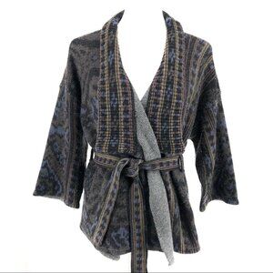 NSF Gray-Blue Belted Cardigan | All Seasons, Wool-Cashmere Blend